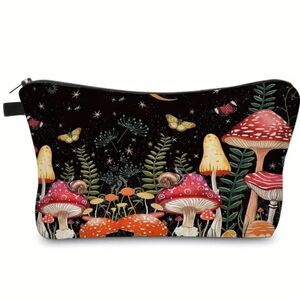 Mushroom village cosmetic bag travel pouch